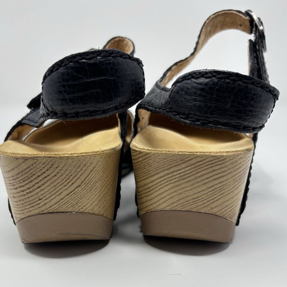 Dansko Tiffani Leather Clog Sandal Women 39 US 8.5 9 Black Wedge Mary Jane Strap - Picture 5 of 7